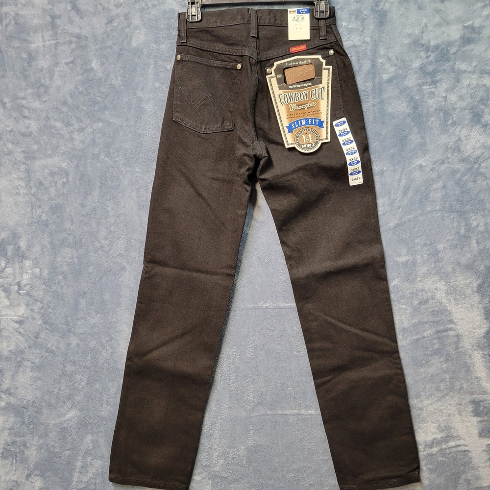 Wrangler Cowboy Cut‎ Slim Fit Jeans Mens 3 x 32 Black Denim NWT Made in USA